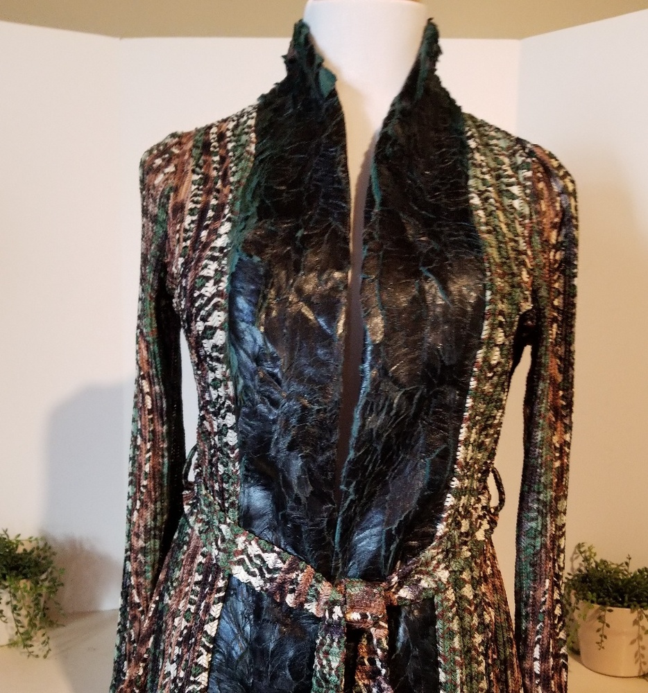 ALBERTO MAKALI knit cartigan, faux fur neckline